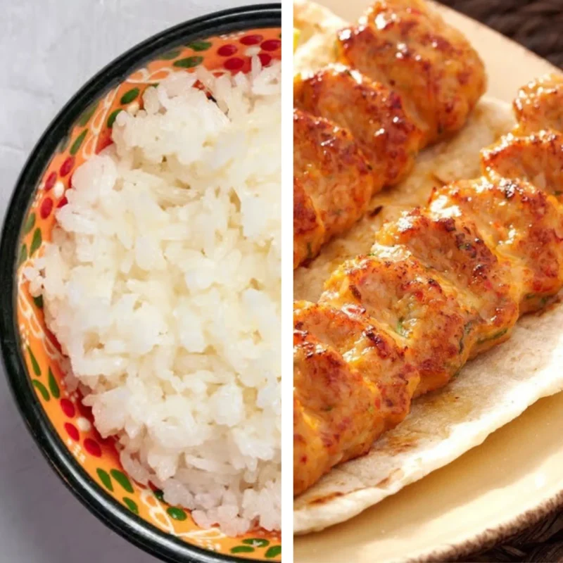 Chicken Seekh Kabab With Rice