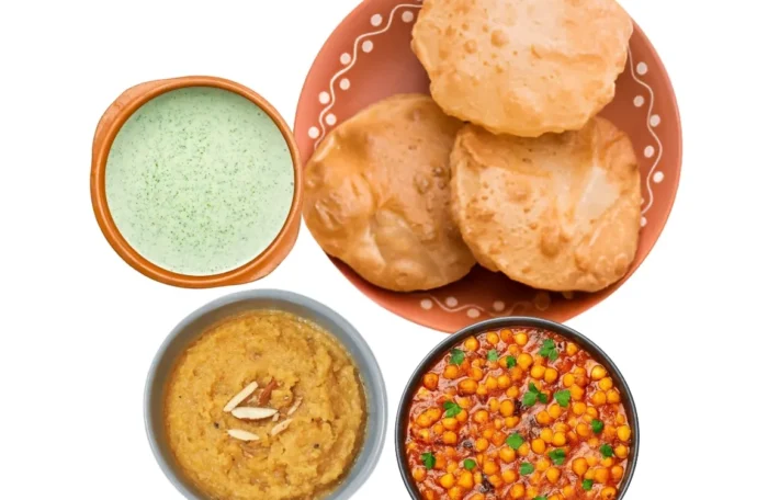 Halwa Puri Chanay with Raita