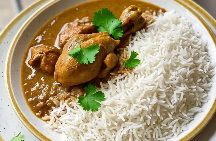 White Rice with Chicken Gravy