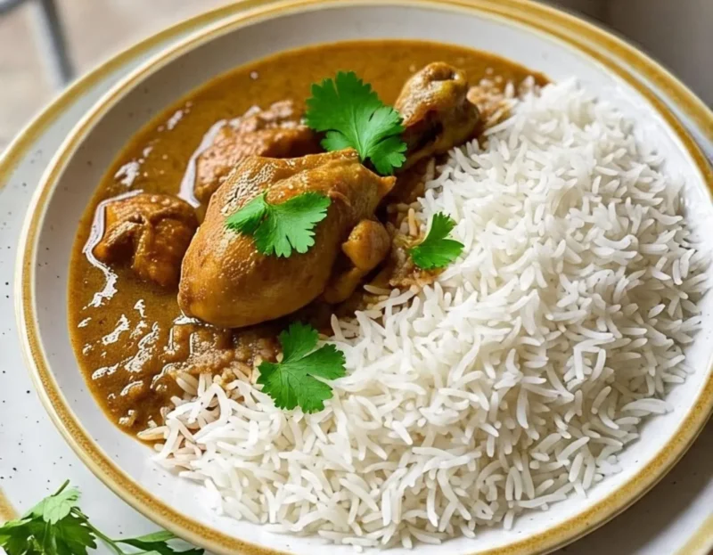 White Rice with Chicken Gravy